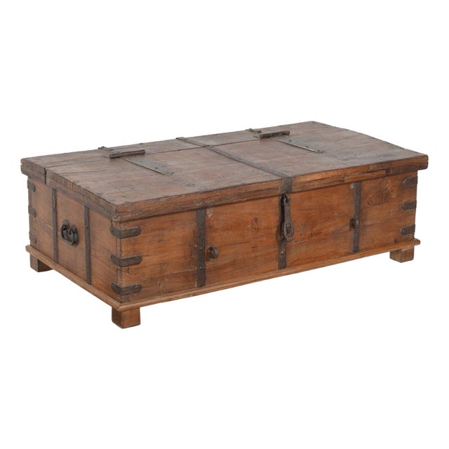Antique Indian Teakwood Blanket Chest/Coffee Table, C. 1900 For Sale