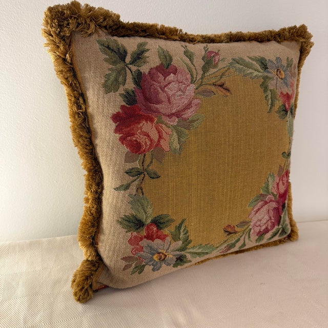 English French Floral Tapestry Pillow Iosis for Yves DeLorme For Sale - Image 3 of 9
