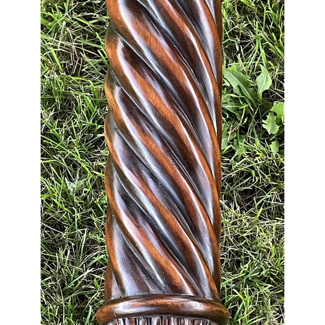 Mid Century Barley-Twist Torchère Mahogany Pedestal Stand For Sale - Image 9 of 17