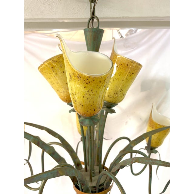 Vintage Eurofase 'Cala Lily' Art Glass 9-Light Chandelier For Sale - Image 13 of 16