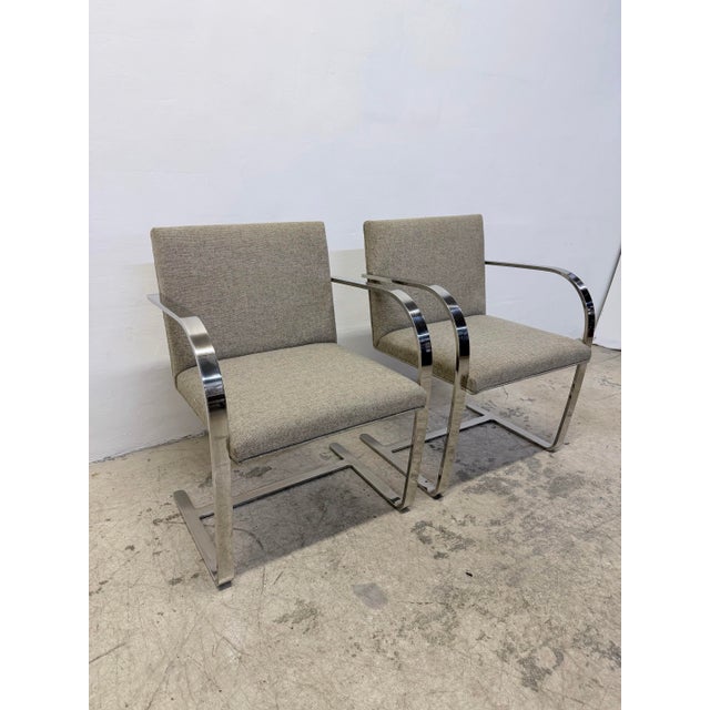 Knoll Mie Van Der Rohe Flat Bar Brno Chairs for Knoll - Set of Two For Sale - Image 4 of 17