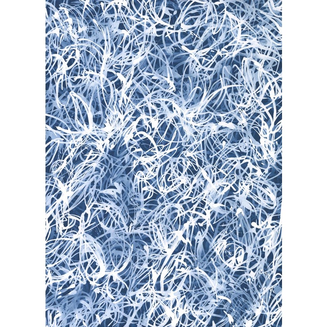 "Blue Chiffon No.4 - Layered Veil" - Blue Abstract Acrylic Painting on Canvas For Sale