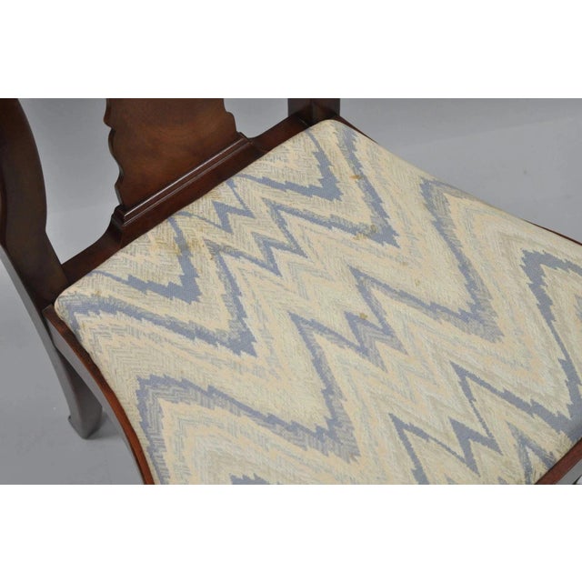 Vintage Queen Anne Style Crotch Mahogany Dining Room Side Chairs - A Pair For Sale - Image 9 of 12