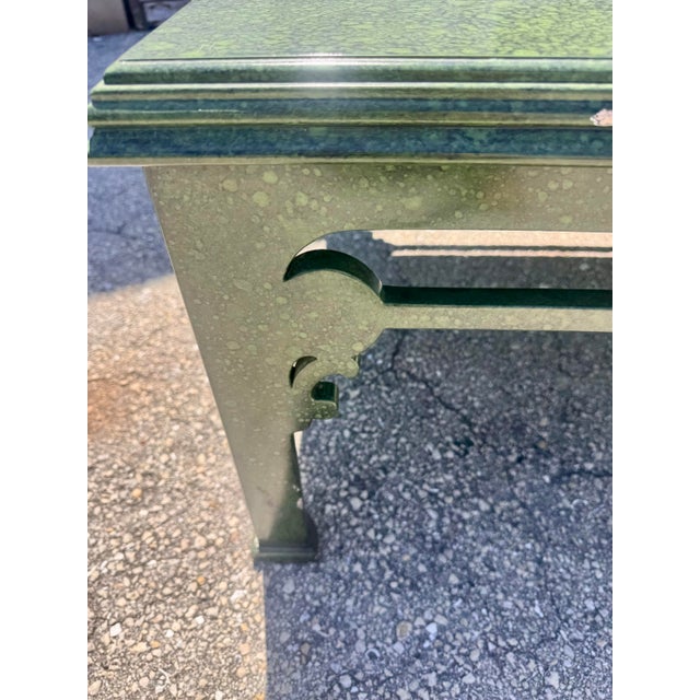 Vintage Mottled Green Painted Coffee Table With Chinoiserie Style Base For Sale - Image 4 of 9