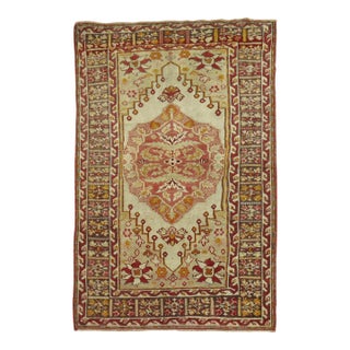 Zabihi Collection Antique Ivory Turkish Scatter Size Rug For Sale