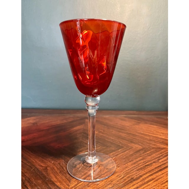 Circa 1980 Rosenthal Studio-Line Ruby Wine or Champagne Glasses- Set of 4 For Sale - Image 6 of 7