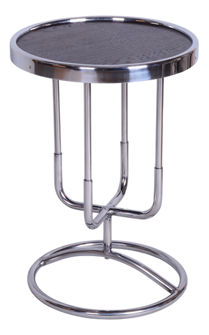 Bauhaus Side Table in Chrome, Steel, and Lacquered Wood, Czech, 1930s