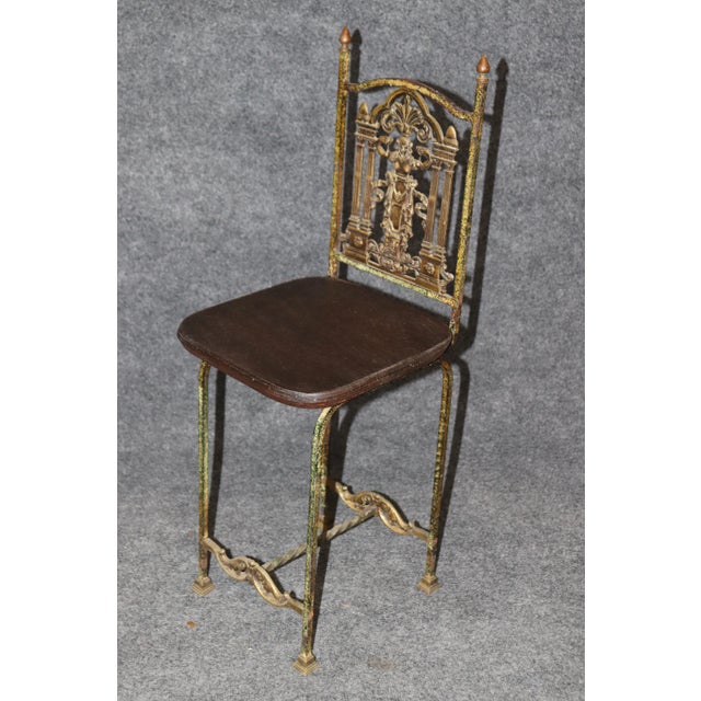 Bronze Oscar Bach Style Faux Tortoise Shell Bronze Demilune Cabinet Console & Chair For Sale - Image 8 of 12
