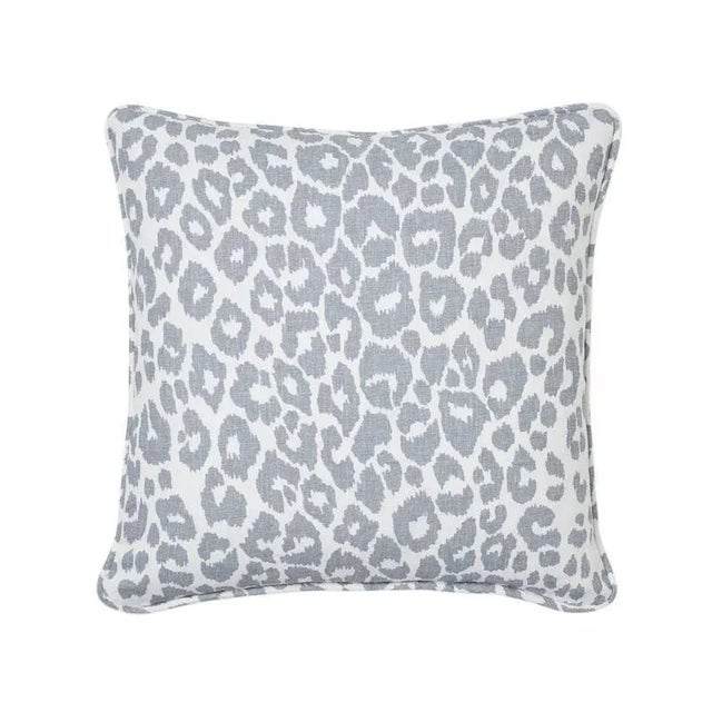 2020s Schumacher Iconic Leopard 20" Pillow in Sky For Sale - Image 5 of 5