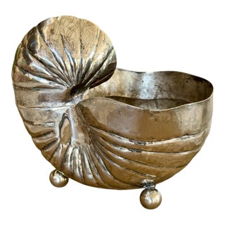 Vintage Silver-Plated Nautilus Shell Bowl on Ball Feet For Sale