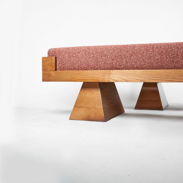 2000 - 2009 Bench with Pyramid Legs and Brick Bouclé Fabric from Artigianato Italiano, 2000s, Set of 2 For Sale - Image 5 of 9