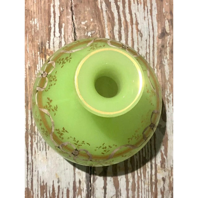 Mid 19th Century 1860 Antique Green Opaline Glass Vase For Sale - Image 5 of 7