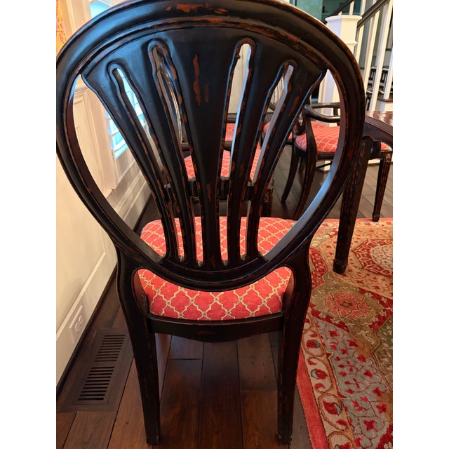 2010s Attributed to Jonathan Charles Set 6 Hepplewhite Wheatsheaf Side Chair (Black) For Sale - Image 5 of 13