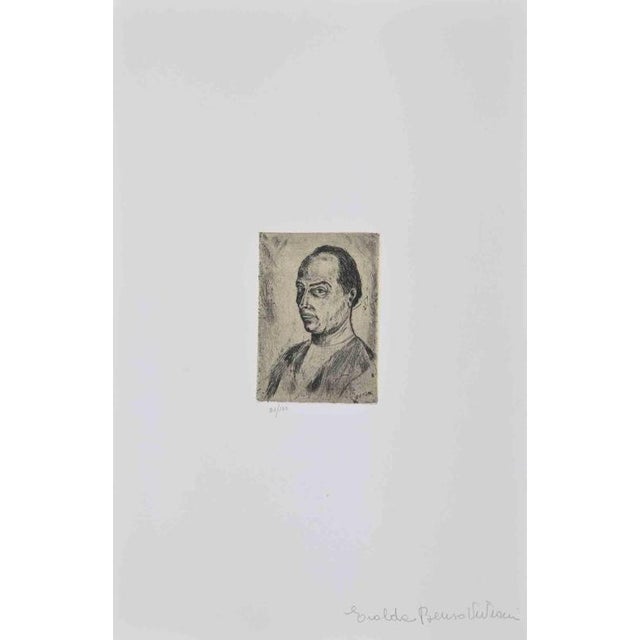 Portrait is an woodcut print realized after Giuseppe Viviani (1989-1965). Hand signed with pencil "Erolda Benso Viviani"...