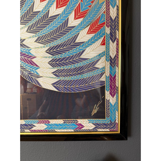 Cerulean 1980s Erte Screepprint, Framed For Sale - Image 8 of 9