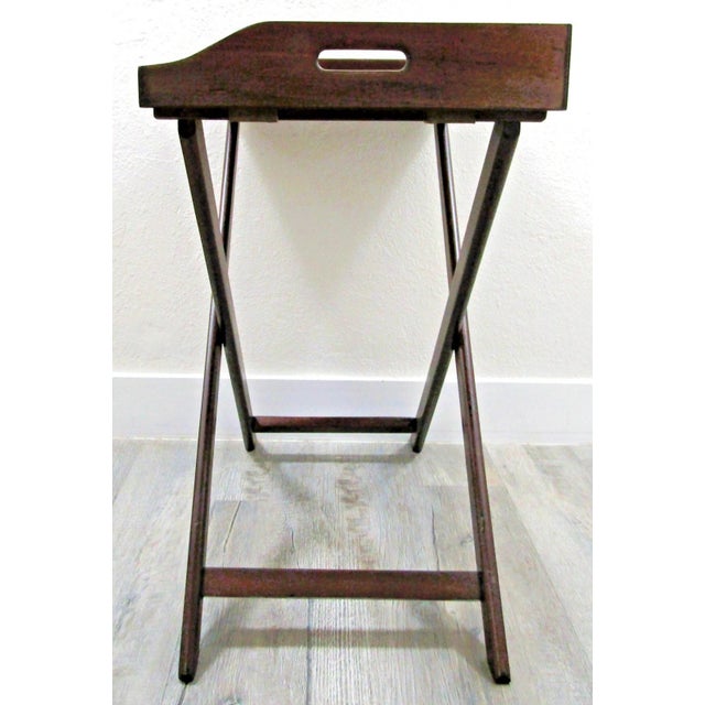 Mid 20th Century Vintage English Butler's Mahogany Tray Table With Folding Stand For Sale - Image 13 of 18