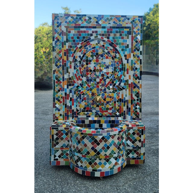 Sculpture Materials Multicolor Handmade Moroccan Mosaic Tile Fountain / Patchwork Style For Sale - Image 7 of 7