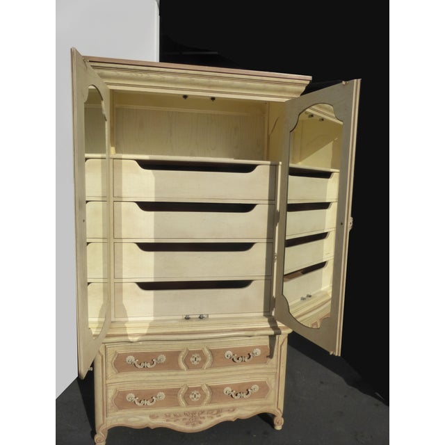 French Country Cottage Thomasville Ornate Off White Armoire Chairish