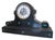 1860s Victorian black slate mantel clock in Brocot & Delettrez style. It is intricately carved with malachite stone...