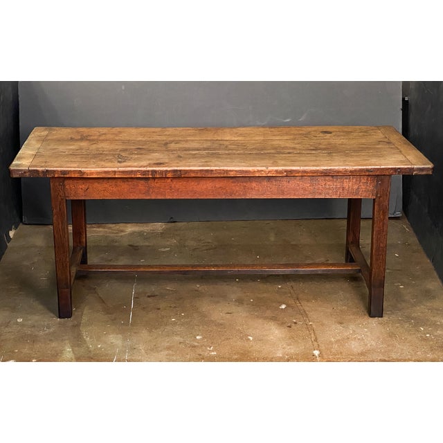 Farmhouse Large English Rectangular Farmhouse or Refectory Table of Patinated Oak For Sale - Image 3 of 10