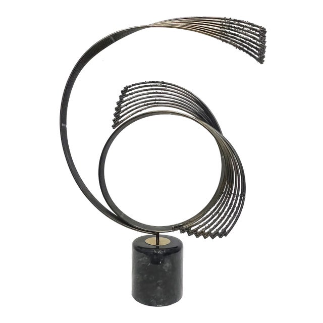 Curtis Jere "Windswept" Brutalist Abstract Sculpture, Brass and Marble For Sale