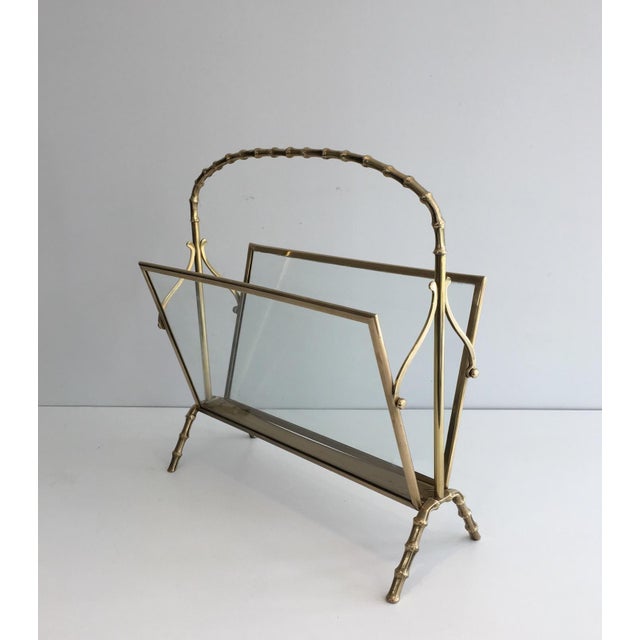 1940s Brass and faux bamboo magazine rack by Maison Baguès For Sale - Image 10 of 12
