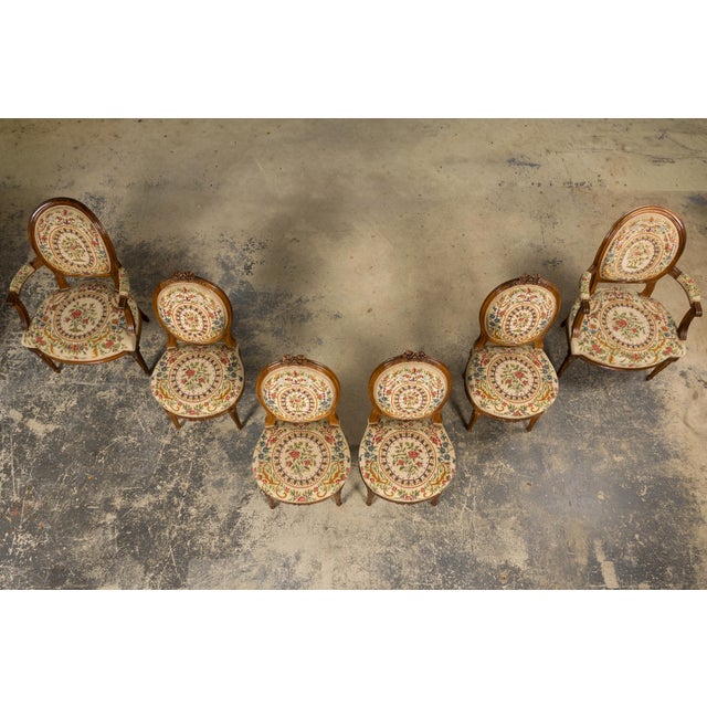 Set of Six 19th Century French Walnut Side Chairs, Louis XVI Style For Sale - Image 4 of 18