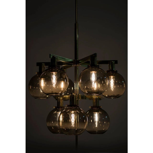 Brass & Smoked Glass Ceiling Lamp by Hans-Agne Jakobsson, 1950s For Sale - Image 6 of 11