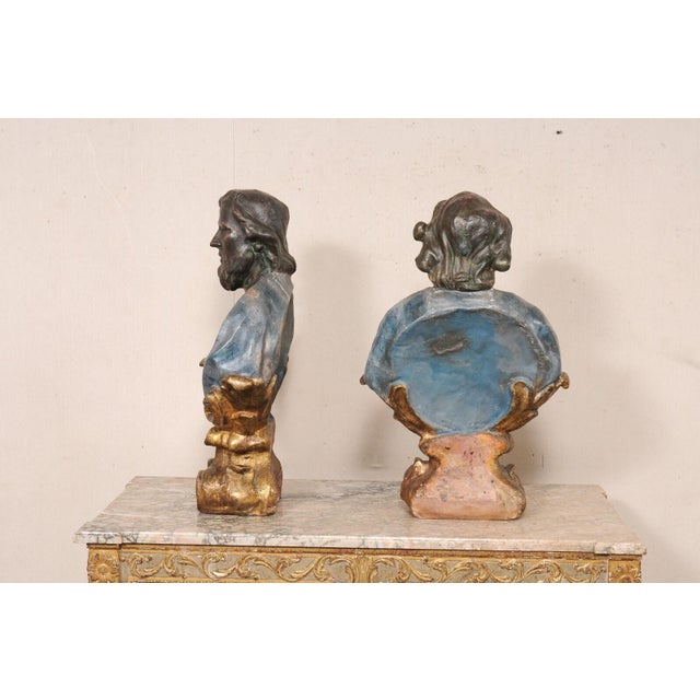 Mid 20th Century Italian Pair of Decorative Male Busts For Sale - Image 4 of 9