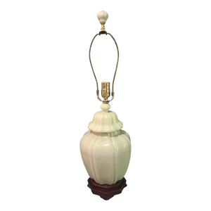 Vintage Celadon Asian Chinoiserie Ginger Jar Table Lamp Original Finial