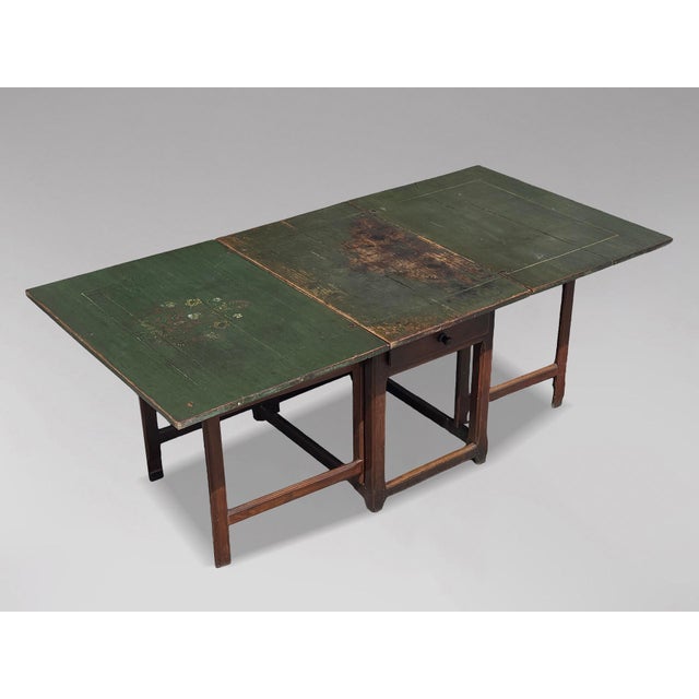 19th Century Swedish Green Painted Drop-Leaf Dining Table, 1820 For Sale - Image 15 of 15