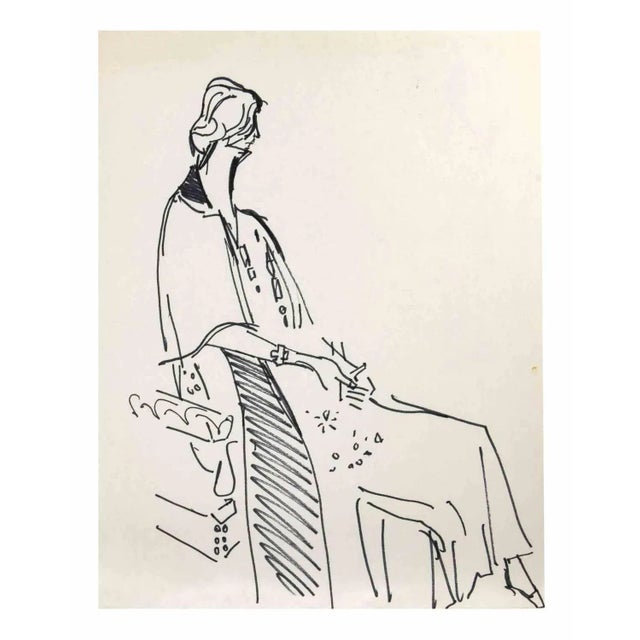 Woman is a Black Maker Drawing realized by Reynold Arnould (Le Havre 1919 - Parigi 1980). Good condition on white paper....