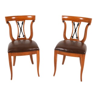 Vintage Neoclassical Style William Switzer Oak Side Chairs—A Pair For Sale