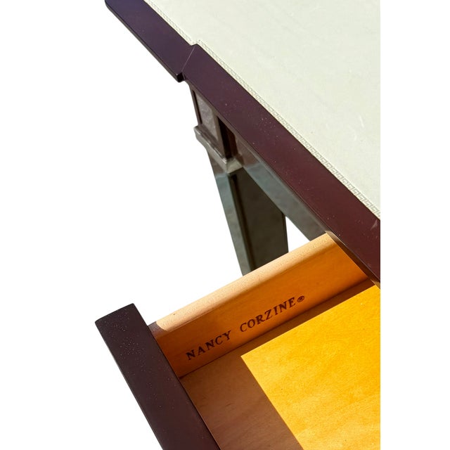 Nancy Corzine Marchand French Mahogany & Leather Game Table.