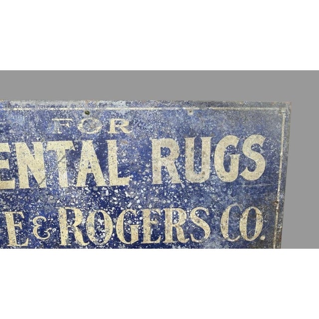 American Antique Howe & Rogers Oriental Rugs Painted Metal.Advertising Trade Sign Rochester Ny For Sale - Image 3 of 10