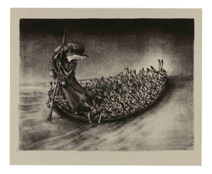 Andreas Paul Weber, The Jumpship, Lithograph, 1957