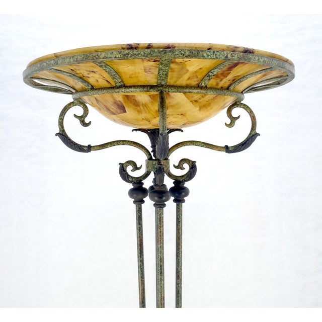 Black Large 24" Diameter Onyx Shade Black Marble Maitland Smith Floor Lamp MINT For Sale - Image 8 of 15