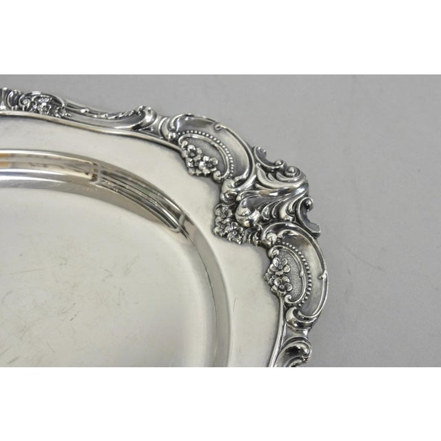 Vintage Baroque by Wallace 258 Victorian Silver Plated Oval Serving Platter Tray For Sale - Image 9 of 12
