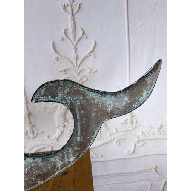 Monumental American Folk Art Copper Whale Weathervane With Verdigris Patina For Sale - Image 9 of 13