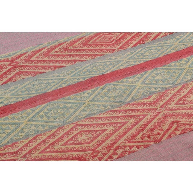 Rug & Kilim Vintage Frazada Kilim in Diamond & Striped Geometric Pattern - Rug & Kilim For Sale - Image 4 of 7