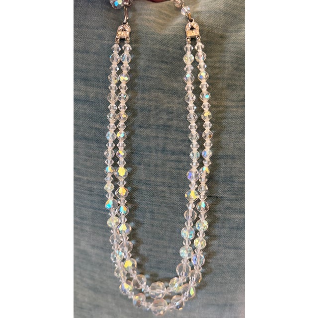 Gemstone Vintage 1950’s Estate Aurora Borealis Double Strand Necklace For Sale - Image 7 of 7