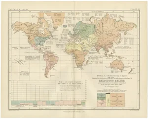 Religious Belief Map by A.K. Johnston, 1852