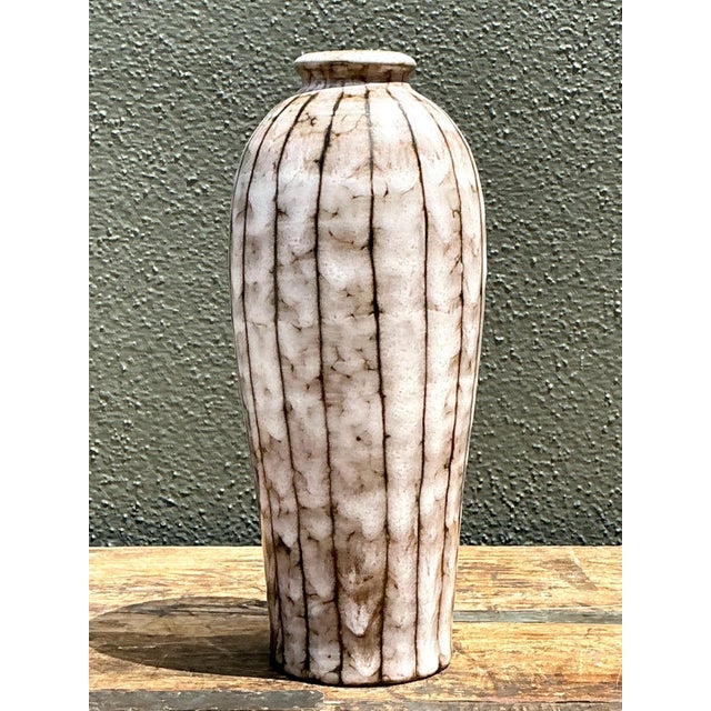 Vintage Brown and White Ceramic Vase For Sale - Image 11 of 16