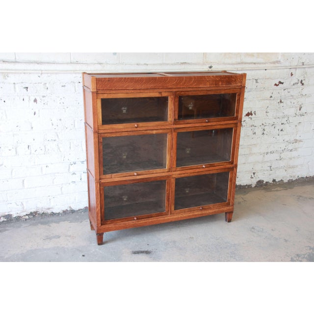 Antique Oak Double Barrister Bookcase by Macey Chairish