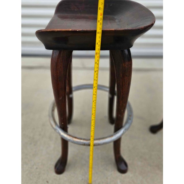 Wood 1970s Jean of Topanga Counter Stools Set For Sale - Image 7 of 10