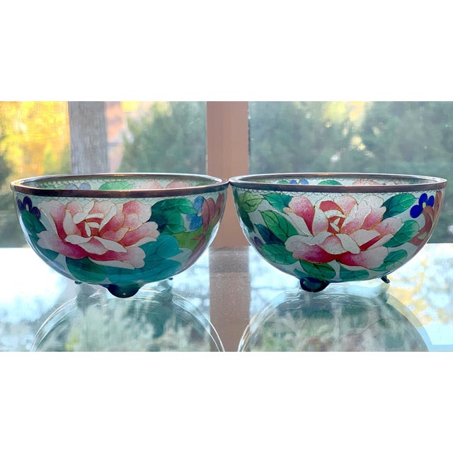 Pair of Early Japanese Plique-a-Jour Bowls from Nagoya For Sale - Image 11 of 12