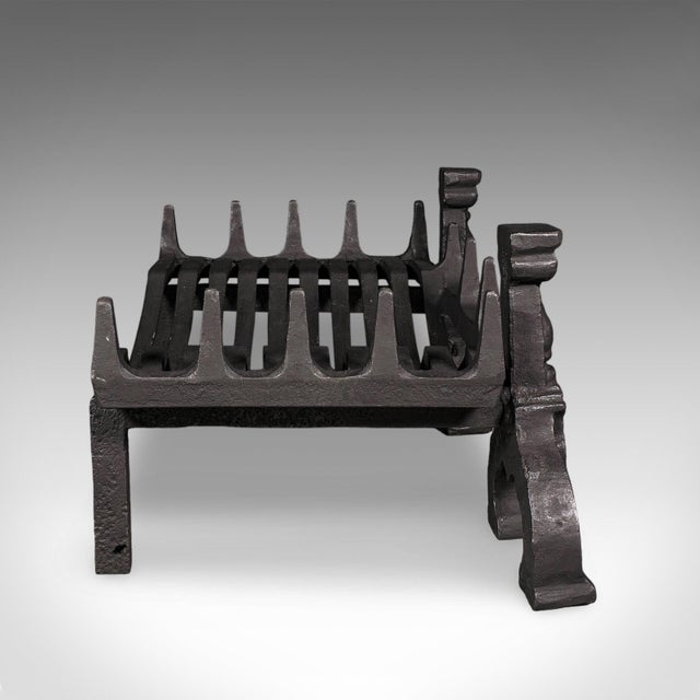Victorian Antique Fireplace Hearth Set, English, Fire Basket, Andirons, Victorian, c.1870 For Sale - Image 3 of 10