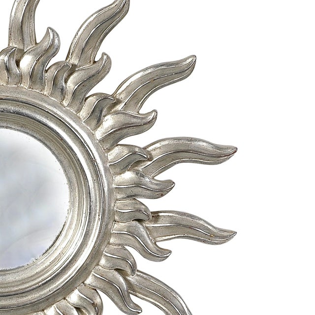 Mid-Century Sun Silver Wood French Mirror, 1960s For Sale - Image 4 of 5