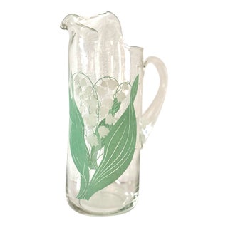 Vintage Mid Century Lily of the Valley Floral Pitcher For Sale