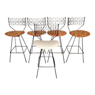 Salterini Mid-Century Stools - Set of 5 For Sale